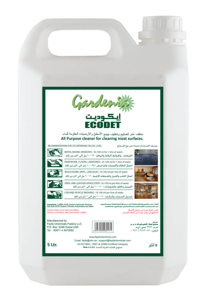 All purpose cleaner for cleaning most surfaces -Ecodet